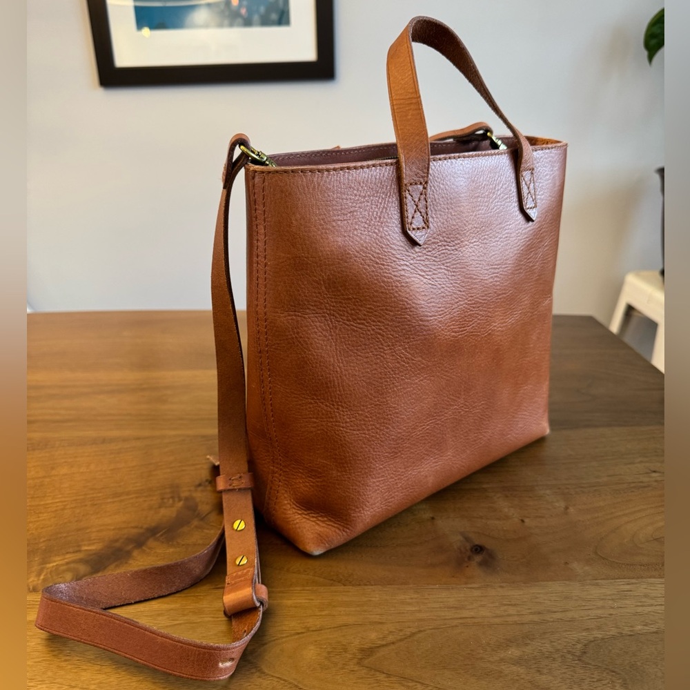 Madewell Zip Top Transport Crossbody Brown Leather